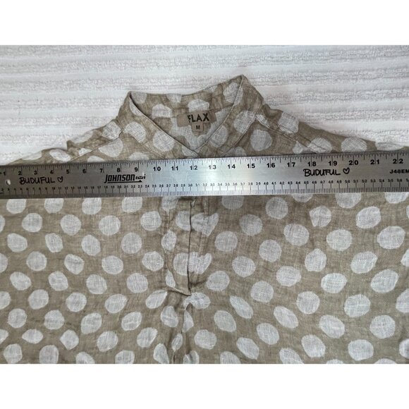 Flax Womens Polka Dot Linen Spartan Pullover Boxy Top Blouse Medium Beige NWOT - Picture 5 of 8